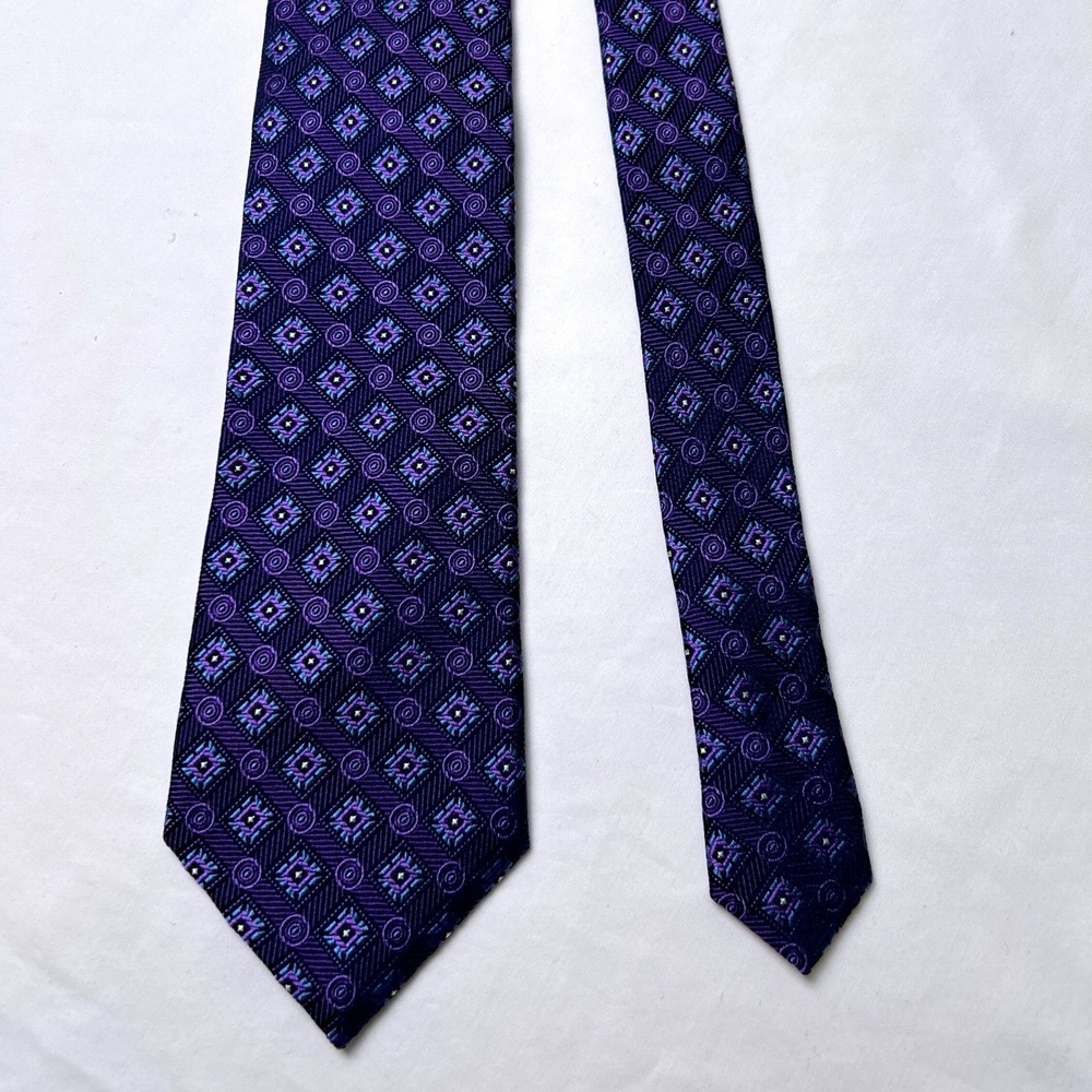 Jos. A. Bank Mens Reserve Geometric Diamond Silk Necktie Long Purple Formal